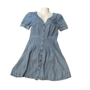 Madewell Denim Pleat-Waist Midi Dress Size 2